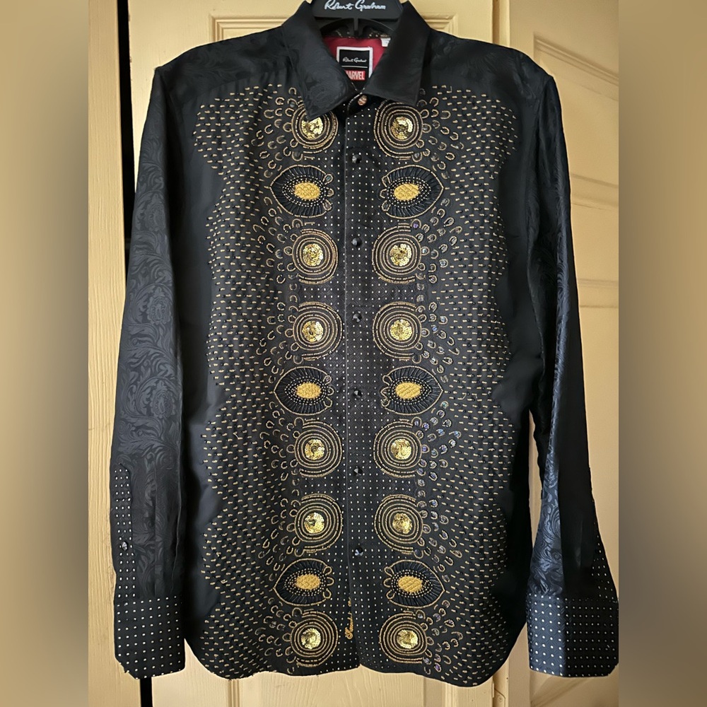 Marvel Black and Gold Dress Shirt